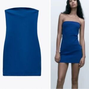 Zara Strapless Blue Dress
